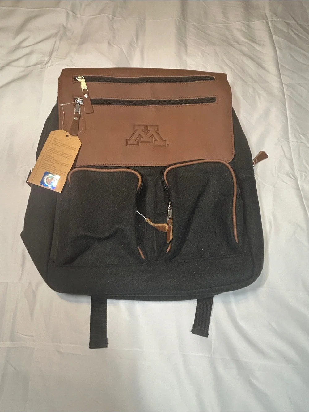 Urban Edge by Canyon University of Minnesota Wool Blend Backpack NWT Black Brown